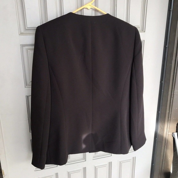 Jones Studio Blazer Chocolate Brown Sz10 Open Front Long Sleeves Lined NWOT - Picture 9 of 12